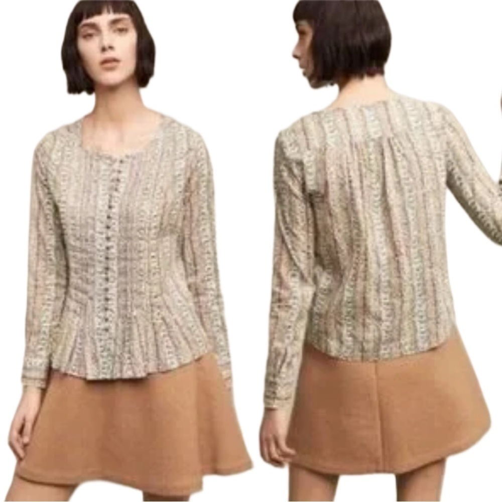 Anthropologie Maeve Gelise Floral Pintuck Button Down Peasant Top Size XS